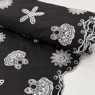 Bavlnená látka EMBROIDERY Sea ornaments black