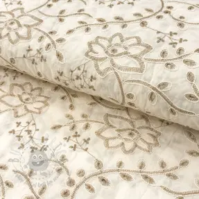 Katoenen stof VOILE EMBROIDERY Kiara off white