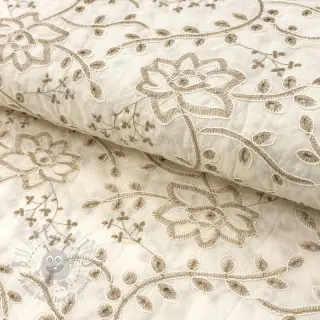 Katoenen stof VOILE EMBROIDERY Kiara off white