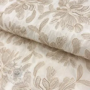 Katoenen stof VOILE EMBROIDERY Kim off white