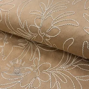 Suèdestof Tape flower beige