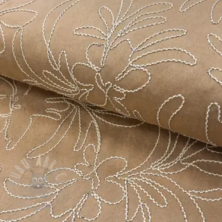 Suèdestof Tape flower beige