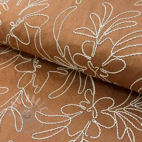 Suèdestof Tape flower cinnamon