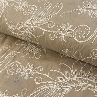 Katoenen stof VOILE EMBROIDERY Kokka natural