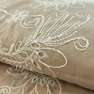 Katoenen stof VOILE EMBROIDERY Kokka natural