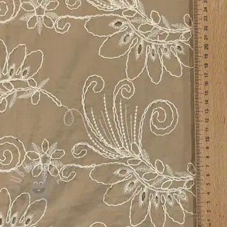 Katoenen stof VOILE EMBROIDERY Kokka natural