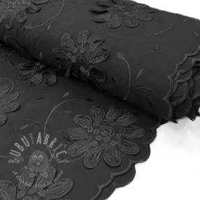 Katoenen stof EMBROIDERY Bellagio black