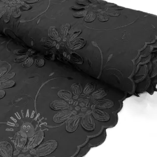 Katoenen stof EMBROIDERY Bellagio black