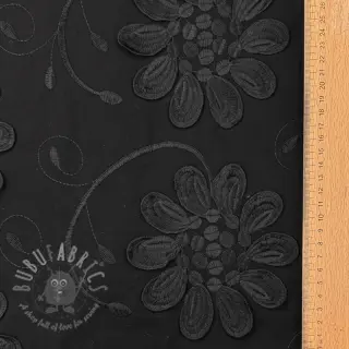 Katoenen stof EMBROIDERY Bellagio black