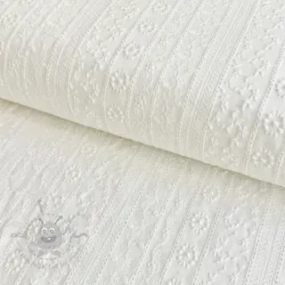Katoenen stof EMBROIDERY Pattern white