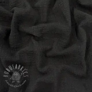 Katoenen stof SLUB WASHED black