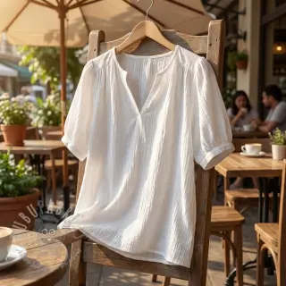 Katoenen stof WASHED white