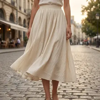 Katoenen stof WASHED beige