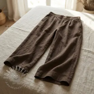 Katoenen stof WASHED taupe