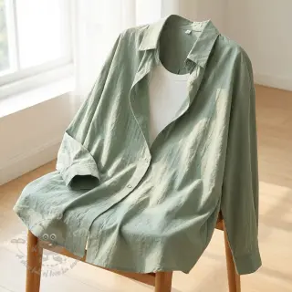 Katoenen stof WASHED old green