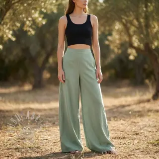 Katoenen stof WASHED old green