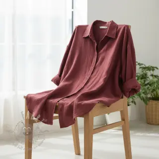 Katoenen stof SLUB WASHED wine red