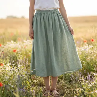 Katoenen stof SLUB WASHED old green