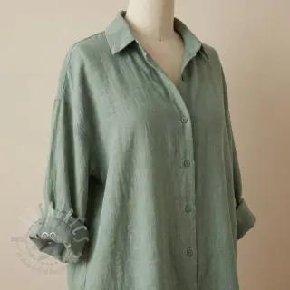 Katoenen stof SLUB WASHED old green