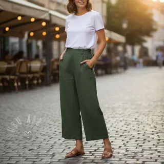 Katoenen stof SLUB WASHED army green