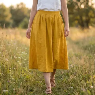 Bavlnená látka SLUB WASHED ochre