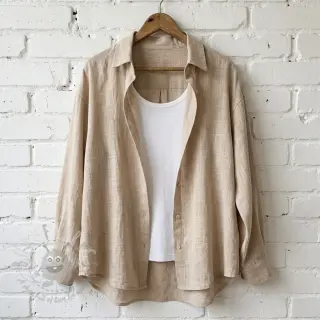Katoenen stof SLUB WASHED beige