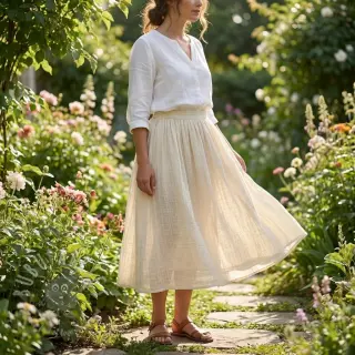 Katoenen stof SLUB WASHED SIMPLY NATURAL