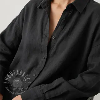 Katoenen stof SLUB WASHED black