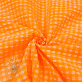 Katoenen stof YARN DYED NEON SMALL Checks orange