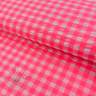 Katoenen stof YARN DYED NEON BIG Checks pink