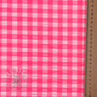 Katoenen stof YARN DYED NEON BIG Checks pink