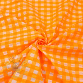 Katoenen stof YARN DYED NEON BIG Checks orange
