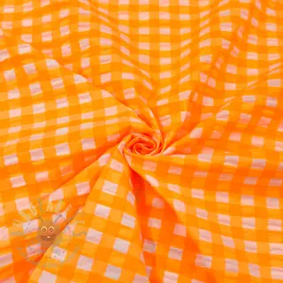 Katoenen stof YARN DYED NEON BIG Checks orange