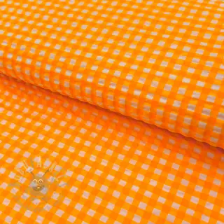 Katoenen stof YARN DYED NEON BIG Checks orange