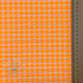 Katoenen stof YARN DYED NEON BIG Checks orange