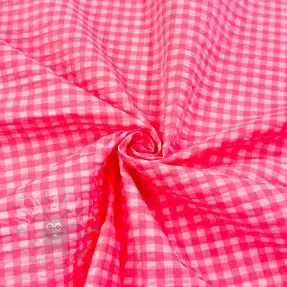 Katoenen stof YARN DYED NEON SMALL Checks pink