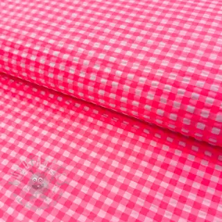 Katoenen stof YARN DYED NEON SMALL Checks pink