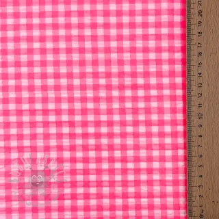 Katoenen stof YARN DYED NEON SMALL Checks pink