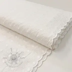 Katoenen stof EMBROIDERY TWO-SIDE SCALLOP Verena white
