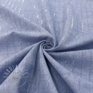 Katoenen stof YARN DYED Stripes LUREX blue