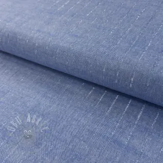 Katoenen stof YARN DYED Stripes LUREX blue