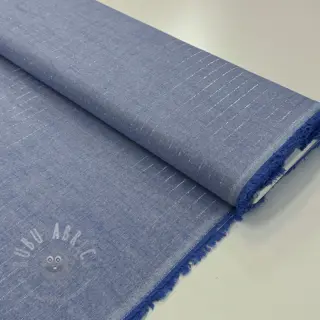 Katoenen stof YARN DYED Stripes LUREX blue