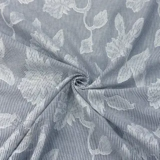 Katoenen stof YARN DYED Stripes JACQUARD Flowers navy