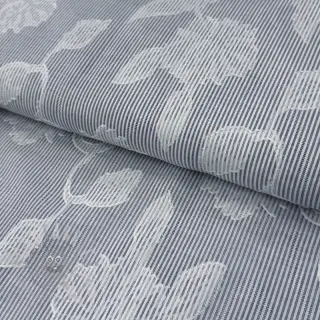 Katoenen stof YARN DYED Stripes JACQUARD Flowers navy