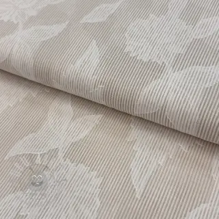 Katoenen stof YARN DYED Stripes JACQUARD Flowers sand