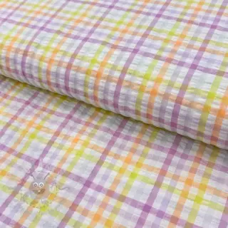 Katoenen stof SEERSUCKER YARN DYED Checks multi
