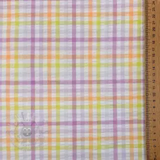 Katoenen stof SEERSUCKER YARN DYED Checks multi