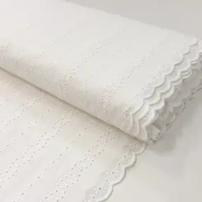 Bavlnená látka EMBROIDERY TWO-SIDE SCALLOP Neo white