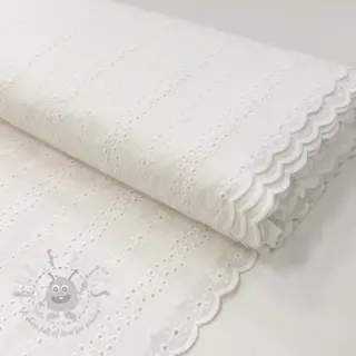 Katoenen stof EMBROIDERY TWO-SIDE SCALLOP Neo white