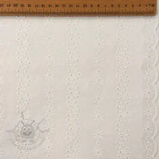 Katoenen stof EMBROIDERY TWO-SIDE SCALLOP Neo white